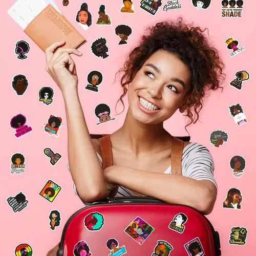 Vista 6 de Outus 100 estilos de calcomanías de melanina para computadora portátil, calcomanías de vinilo impermeable para niña, patineta, guitarra, botella