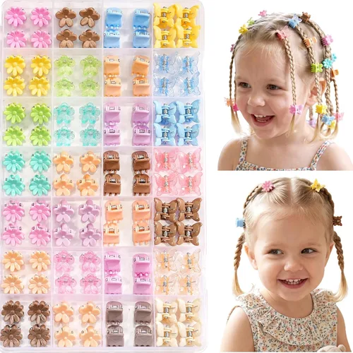 Vista 9 de CÉLLOT 96 piezas de flequillo para el pelo de niñas pequeñas, mini pinzas para el cabello, accesorios para el cabello para niñas, adolescentes