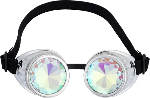 Vista 36 de Gafas de caleidoscopio retro con pinchos, gafas de cristal arcoíris steampunk estilo soldadura, gafas de cosplay punk