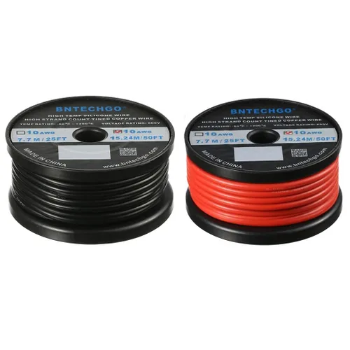 Vista 9 de BNTECHGO Carrete de alambre de silicona calibre 10 de 25 pies, alambre de cobre estañado trenzado de 10 AWG, color azul flexible