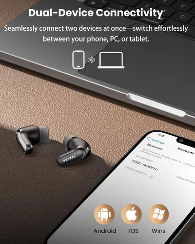 Vista 6 de TOZO Auriculares inalámbricos con cancelación activa de ruido NC20 Pro Negro tinta