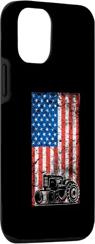 Vista 3 de Carcasa para iPhone 15 con bandera estadounidense para tractores agrícolas patrióticos Farmer USA