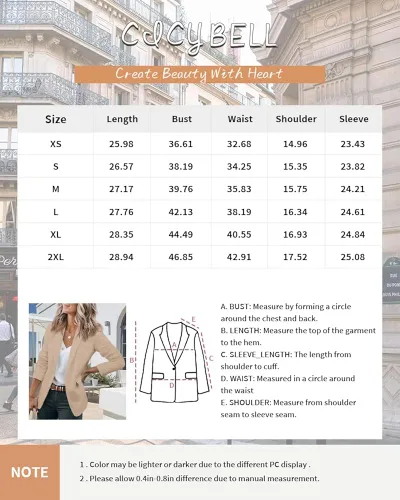 Vista 5 de Cicy Bell Womens Casual Blazers Open Front Long Sleeve Work Office Jackets Blazer