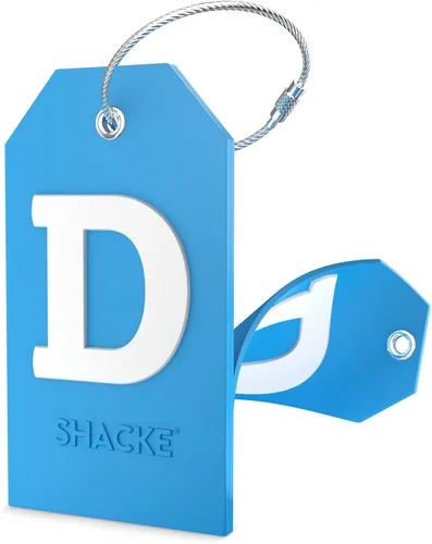 Vista 64 de Shacke Etiqueta de equipaje con inicial con cubierta de privacidad y lazo Verde azulado agua