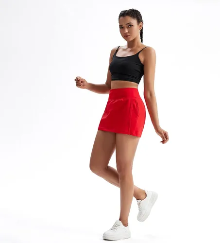 Vista 6 de Blaosn Pantalones cortos con falda para mujer, para gimnasio, yoga, atletismo, entrenamiento, correr, tenis, falda linda para niñas, ropa de moda