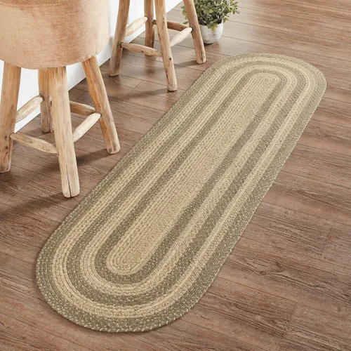 Vista 11 de VHC Brands Alfombra de adoquines, mezcla de yute, medio círculo, gris tostado, blanco, 16.5 x 33 pulgadas