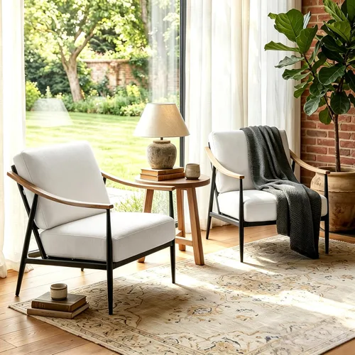 Vista 17 de RNKSFX - Silla con acentos modernos para sala de estar/dormitorio, silla de mediados de siglo con brazos, silla decorativa tapizada para oficina