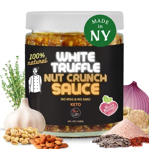 Vista 8 de Salsa crujiente de almendras SAUCE UP Espesa, salada y nuez con trozos de almendra tostada Vegana, apta para dieta cetogénica, sin gluten, sin