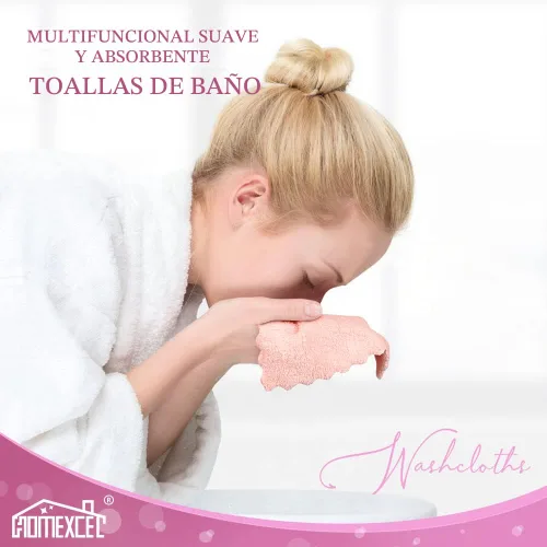 Vista 6 de HOMEXCEL Paquete de 24 paños desmaquillantes premium, paños de limpieza facial reutilizables súper suaves de 7 x 7 pulgadas con solo agua, toallas