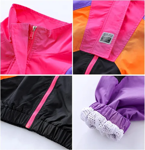Vista 6 de LOLANTA Conjunto de pantalones deportivos para niñas con bloques de color y pantalones deportivos deportivos de hip hop y baile ropa de calle unisex