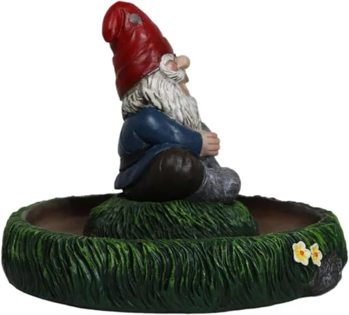Vista 3 de Ebros Gift Gnaughty Pot Gnomo de alto fumar amigo de jardín girasoles hierba verde meditación Zen cono y palo quemador de incienso soporte figura