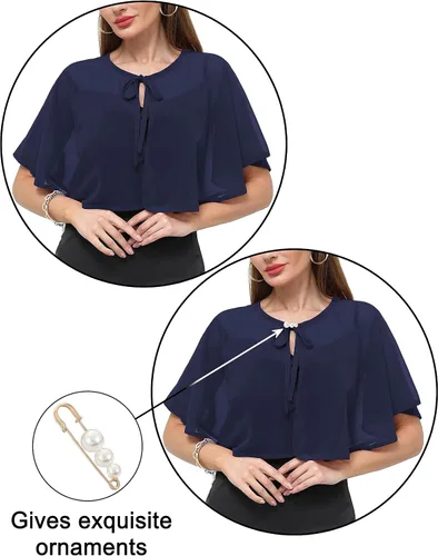 Vista 5 de Chal de gasa para mujer, capelets transparentes para vestido de noche, boda, cubierta de capa