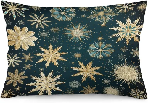 Vista 30 de Protector de almohada de árboles de pino de Navidad rojo y verde de 12 x 20 pulgadas, funda de cojín de vacaciones de invierno, funda de almohada
