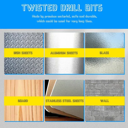 Vista 7 de 13pc Hex Shank Twist Drill Bit Set High Speed Steel Hss for Wood Metal Plastic Cement with Long Spiral Design Multipurpose Industrial Drill Bits