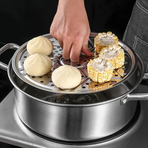 Vista 8 de Estante de vapor redondo de acero inoxidable de 11 pulgadas, estantes de olla a presión, bandeja de vapor para olla de cocina, tostada, pan