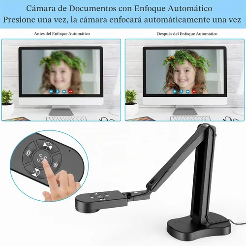Vista 5 de Cámara de documentos USB de 8 MP para profesores y aula para tamaño A3 A4 con doble micrófono, luz LED de 3 niveles, arriba y abajo, inversión