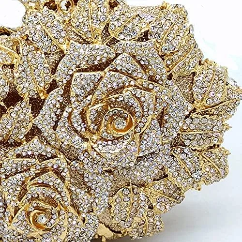 Vista 6 de Boutique De FGG Bolsas de noche de cristal de flores deslumbrantes para mujer formal boda fiesta cóctel bolso de mano