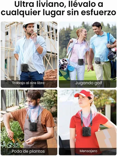 Vista 4 de Koonie Ventilador portátil con clip de cintura, ventilador personal con 100 niveles de velocidad, pantalones de clip con clip con flujo de aire