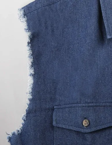 Vista 5 de NUTEXROL - Camisa de hombre sin mangas de mezclillaalgodón con 2 bolsillos frontales