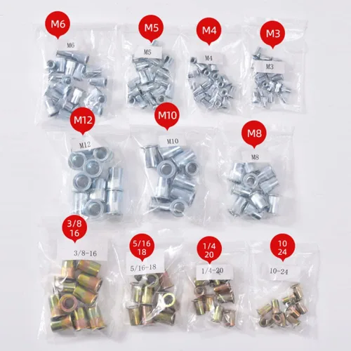 Vista 3 de Juego de herramientas de tuerca de remache, kit de herramientas de tuerca remachadora de 13 pulgadas con 11 mandriles métricos y SAE, kit surtido