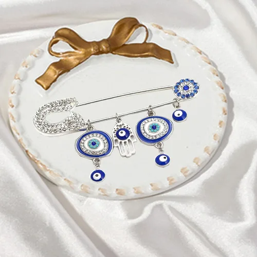 Vista 7 de FADBBW Allah musulmán turco mal de ojo Hamsa mano de Fátima broche de la suerte regalo