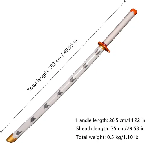 Vista 2 de Espadas de cosplay Agatsuma Zenitsu Samurai, espada Katana, espada de juguete de plástico para juego de disfraces, Halloween, cosplay, regalo, 4030