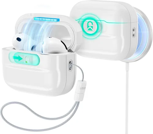 Vista 28 de ESR Funda para AirPods Pro (2023/2022/2019, 2ª/1ª generación), compatible con Airpods Pro 2 (cable USB-C/Lightning), listo para MagSafe, bloqueo