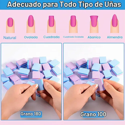 Vista 3 de CGBE Bloque de pulido, bloque de pulido de uñas de doble cara, esponja colorida, tiras de lijado, bloques de lima de uñas, herramientas de manicura