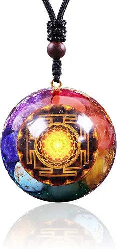 Vista 8 de Day Day Up Collar con colgante de orgonita de 7 chakras, piedras preciosas de reiki, cristales de energía, para buena suerte, yoga y meditación