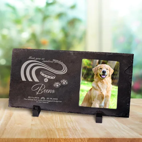 Vista 21 de Farfume Piedras conmemorativas personalizadas para mascotas con foto y texto Marcadores personalizados para tumbas para mascotas Lápidas