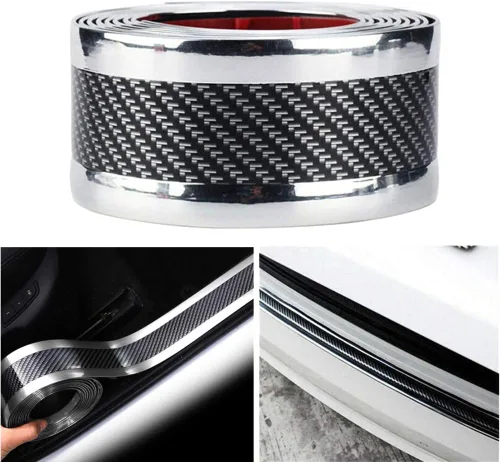 Vista 8 de Youngine Protectores de umbral de puerta de coche de fibra de carbono universal autoadhesivo flexible para coche, SUV, camioneta, protector de Negro