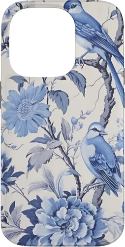Vista 17 de Chinoiserie Floral Toile Blue and White Case for iPhone 16