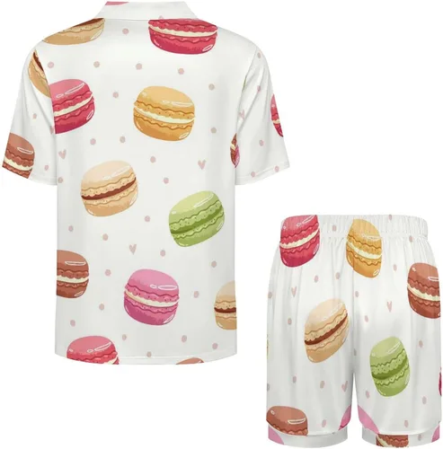 Vista 6 de Macaroon Pattern Women's Pajamas Sets Sleepwear Button Down Sets