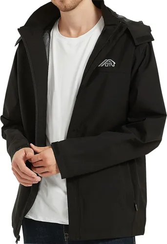Vista 6 de Chaqueta impermeable ligera para hombre con capucha, para el aire libre, senderismo, viajes