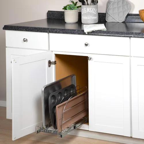 Vista 2 de HOLDN' STORAGE Organizador extraíble para utensilios de horno, tabla de cortar y bandejas, divisores ajustables, resistente, garantía limitada