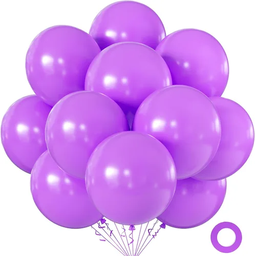 Vista 53 de KALOR Globos color morado ceniza de 18 pulgadas, 10 globos de látex mate, globos redondos grandes para bodas, baby shower, fiestas de cumpleaños