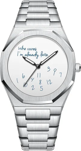 Vista 6 de FANMIS Reloj de pulsera de hombre de acero inoxidable analógico de moda con bisel octogonal minimalista con esfera humorística - Reloj impermeable