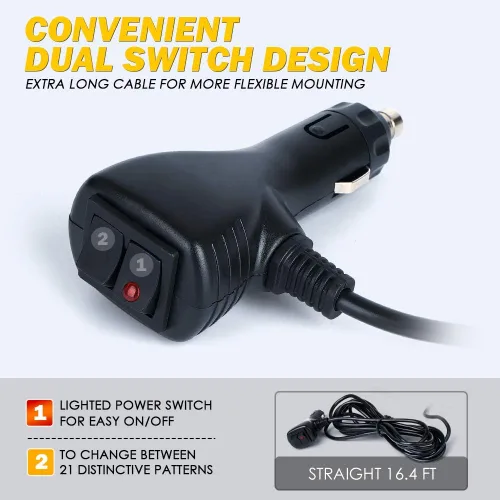 Vista 6 de Xprite Barra de Luces Estroboscópicas Intermitentes LED COB Ámbar para Techo de Doble Cara de 21" de Alta Visibilidad Luces de Baliza de Advertencia