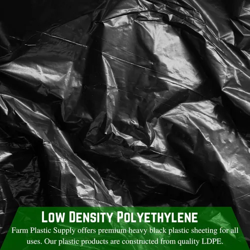 Vista 6 de Farm Plastic Supply - Láminas de plástico negro de 4 mil - 3' x 100' - Láminas de plástico de barrera de vapor de polietileno resistente