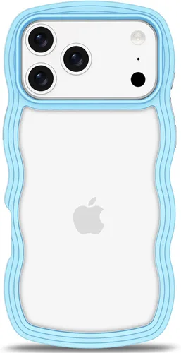 Vista 21 de Anuck Funda para iPhone 13 Pro con borde ondulado, diseño trasero transparente, agarre antideslizante, forma de marco rizado ondulado, a prueba