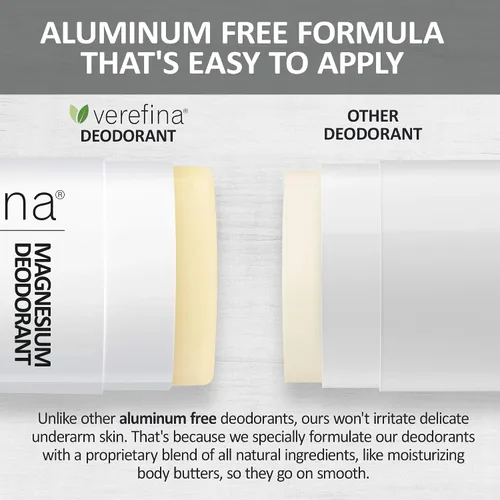 Vista 4 de Verefina Desodorante sin aluminio para hombres y mujeres, totalmente natural, hipoalergénico, sin parabenos, no tóxico, libre de crueldad, vegano