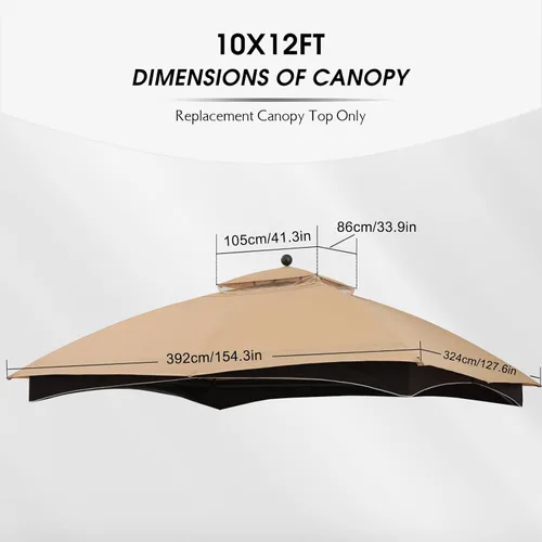 Vista 2 de MASTERCANOPY - Toldo de repuesto de 10 x 12 pies para #GF-12S004B-1, beige Canopy top only, 100% polyester, UV & water-repellent, fits Lowe's