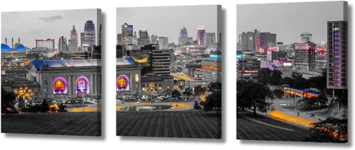 Vista 19 de TUMOVO Arte de pared en blanco y negro con paisaje urbano de Nueva York, decoración de pared de horizonte de Nueva York para sala de estar, puente