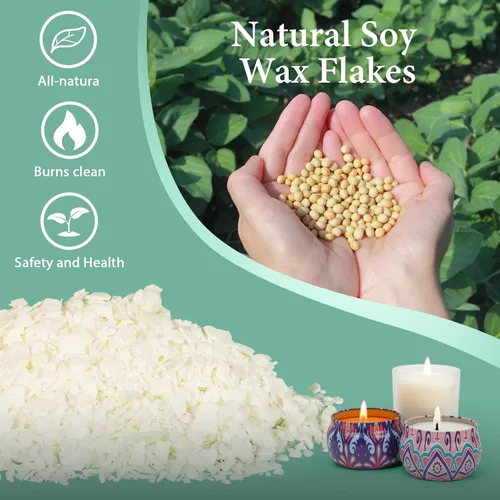 Vista 3 de SAEUYVB Cera de vela de soja natural y cera de vela de soja para hacer velas, 2 libras de cera de soja para hacer velas, cera de vela de soja