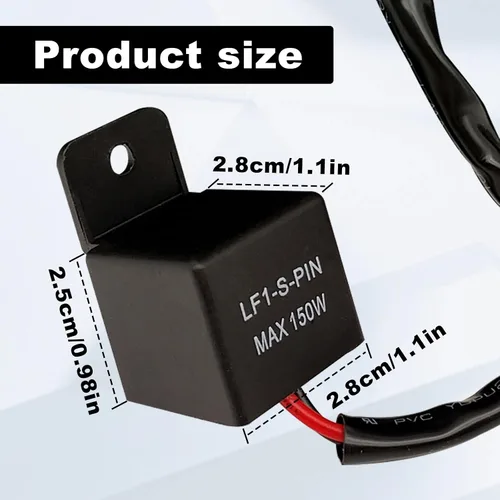 Vista 2 de Relé intermitente LED de 2 pines, relé de 12 V para relés de señal de giro LED de coche, relé de flash ajustable, kit de conectores de cableado
