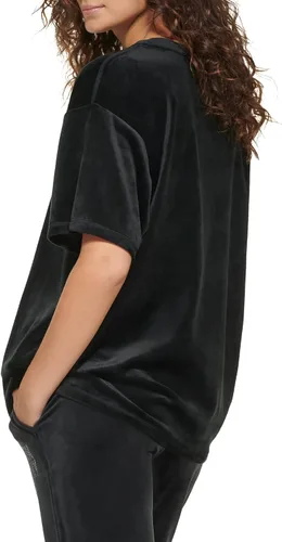 Vista 3 de DKNY Women's Sport Boxy Velour Short Sleeve Pullover