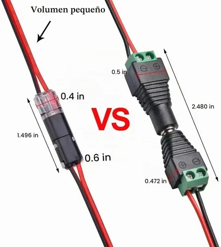 Vista 5 de Conectores de cable, conector de enchufe de doble cable, conector de cable de bajo voltaje, conectores eléctricos de tira de luz LED de 2 pines, sin