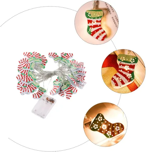 Vista 7 de 1 juego de luces LED de hadas de luces de Navidad, calcetines de Navidad, luz colgante de Navidad, luz de hadas de Navidad, luces de hadas