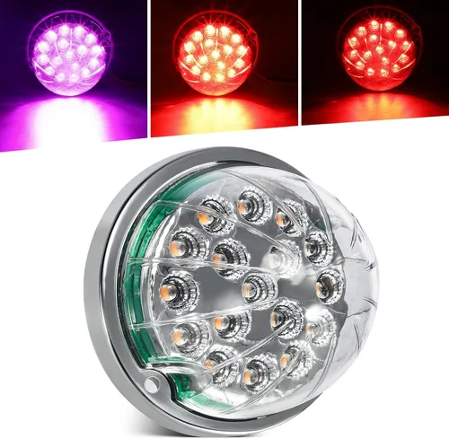 Vista 10 de Partsam 1 luz de sandía de doble revolución, ámbar 17 luces LED intermitente/marcador a luz auxiliar azul, luces subterráneas compatibles con ámbar