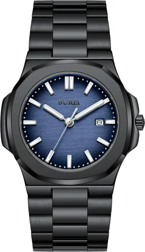 Vista 20 de BUREI Men Watches Gifts for Men Fashion Stainless Steel Analog Quartz Waterproof Watches for Mens